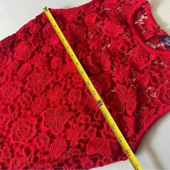 Ralph Lauren Collection Purple Label Embroidered Lace Crochet Red Midi Dress 2 - Picture 8 of 14